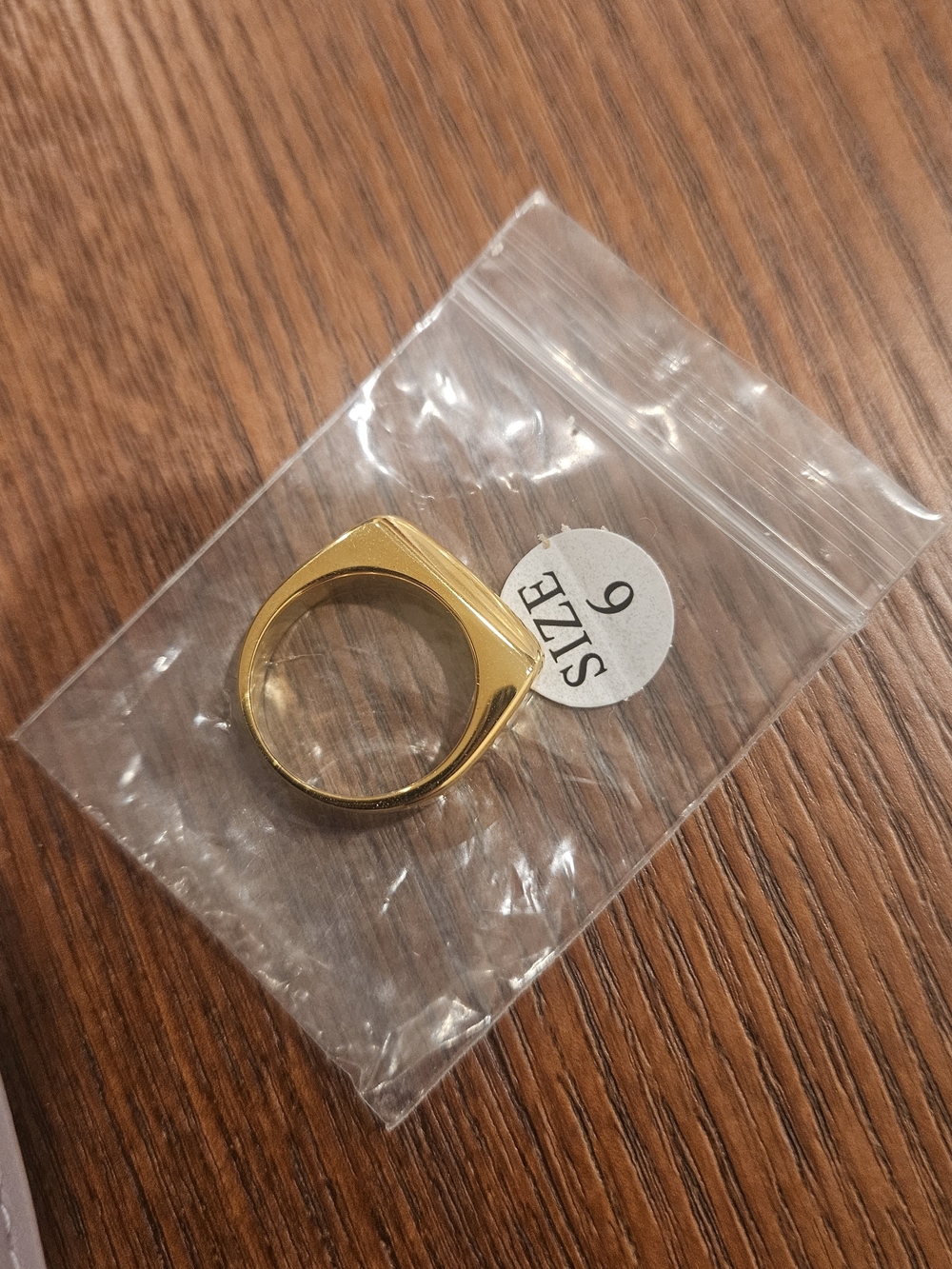 Gold Tone Signet Ring - Size 6
